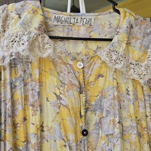Magnolia Pearl Yellow and Gray Floral Dress